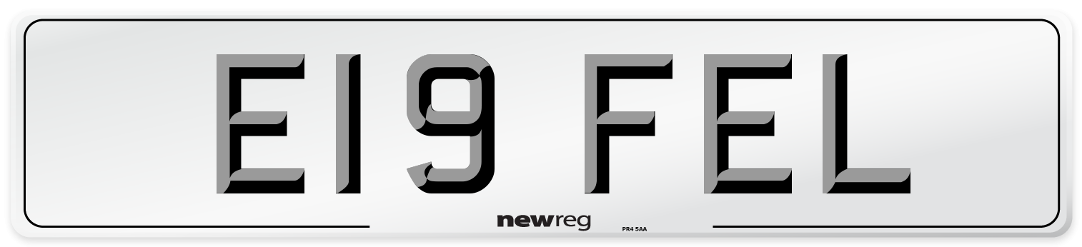 E19 FEL Number Plate from New Reg